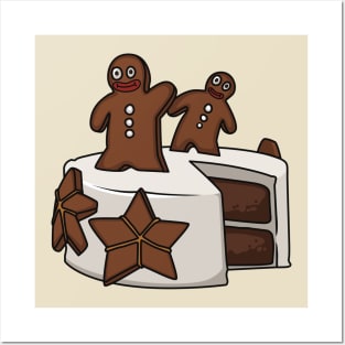 Gingerbread cake cartoon illustration Posters and Art